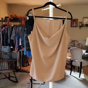 Elegant Beige Cowl Neck Tank Top XL